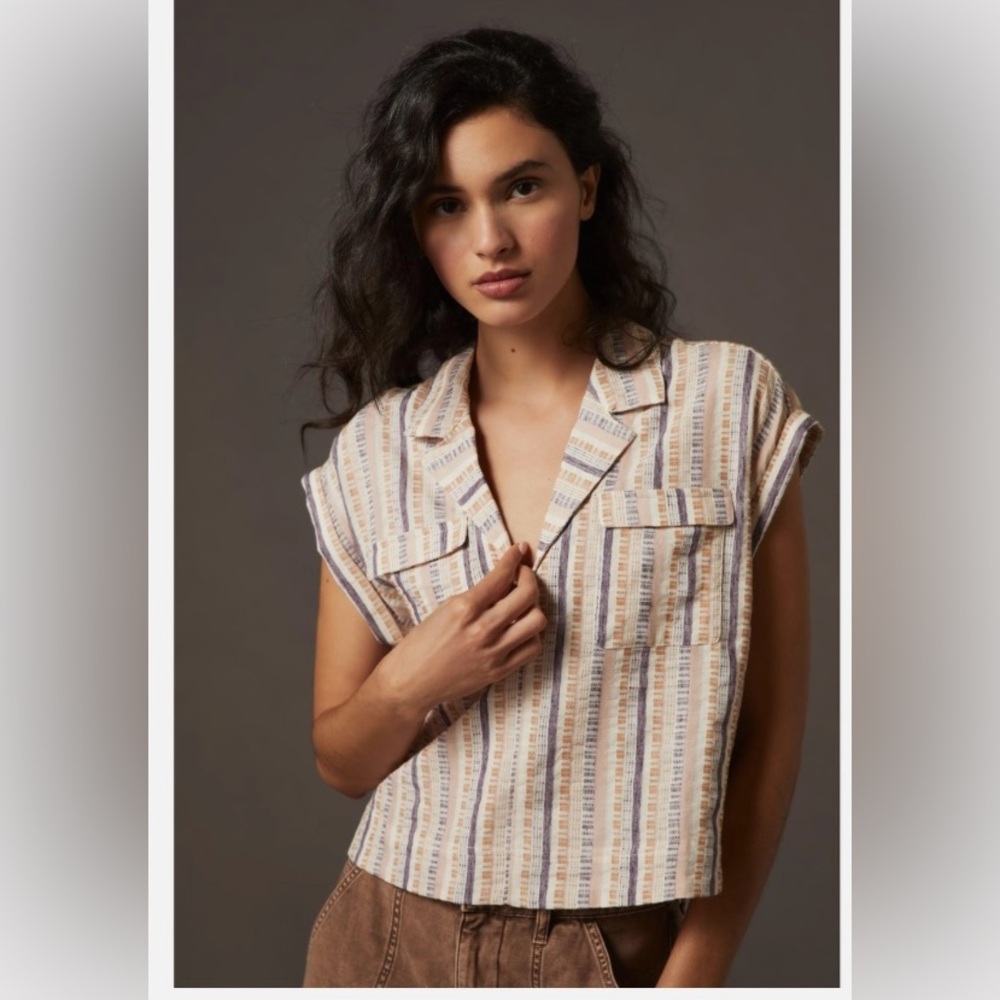 Anthropologie Multicolor Striped Button Down Shirt